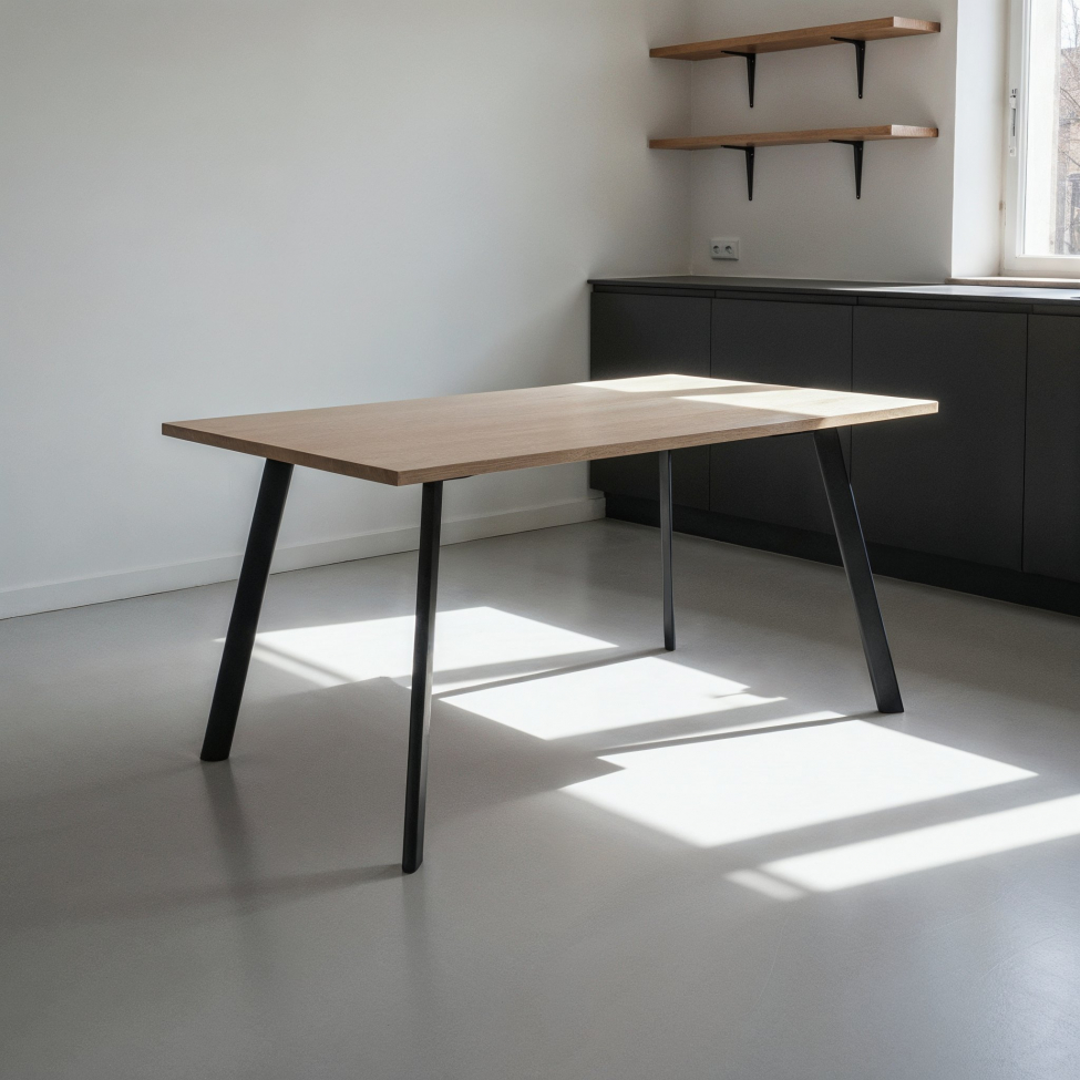 Mesa de comedor 'Klassisk' 140x80cm - Negro/Roble