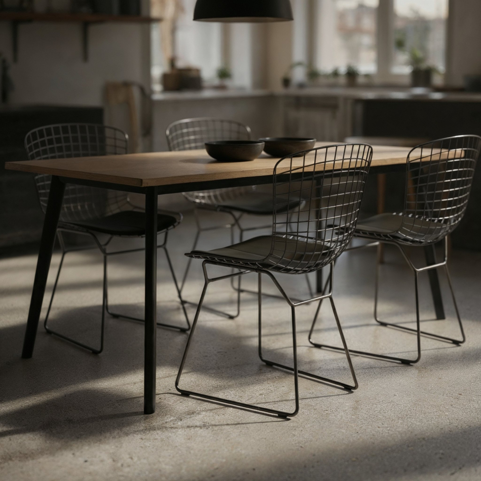 Mesa de comedor 'Klassisk' 140x80cm - Negro/Roble