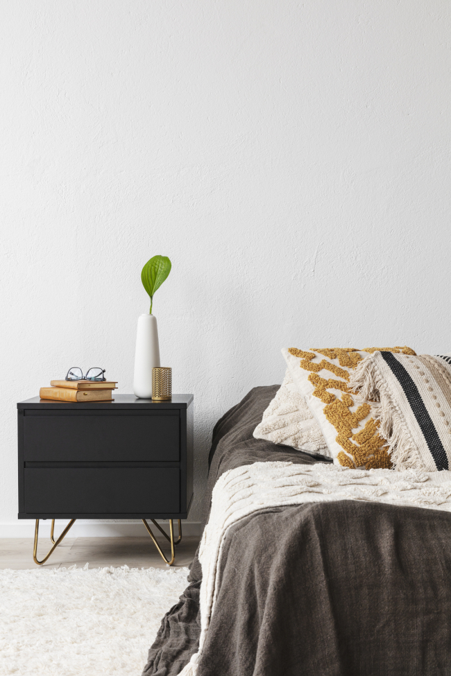 Mesita de noche 'Elle' - Negro/Latón