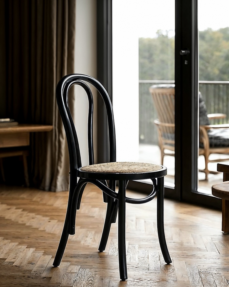 Silla 'Bistro' - Ratán/Negro