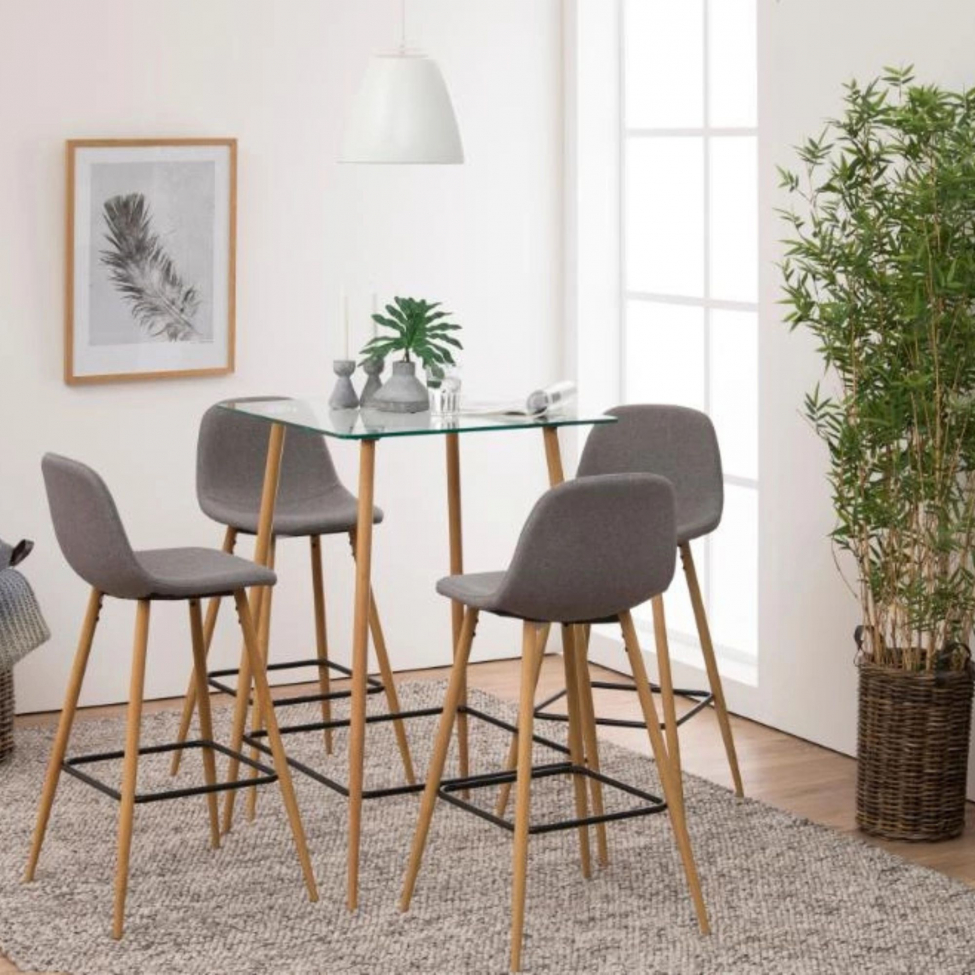 Taburete 'Soller' - Natural/Gris claro