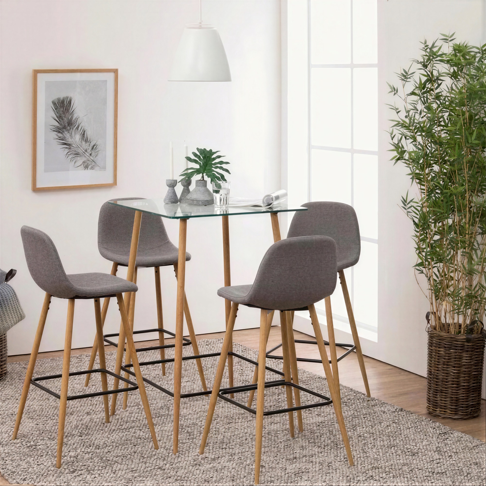 Taburete 'Soller' - Natural/Gris claro