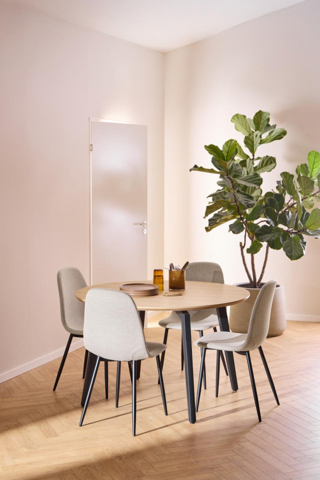 Mesa de comedor 'Cadiz' Redonda 120x75cm - Natural/Negro