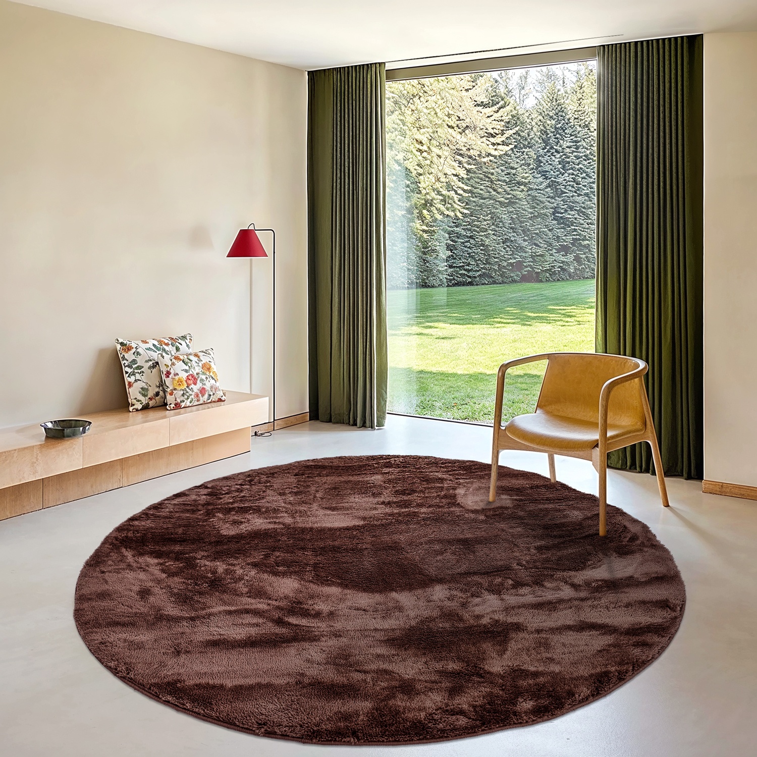 Alfombra redonda 'Aranga Super Soft' - Marrón oscuro