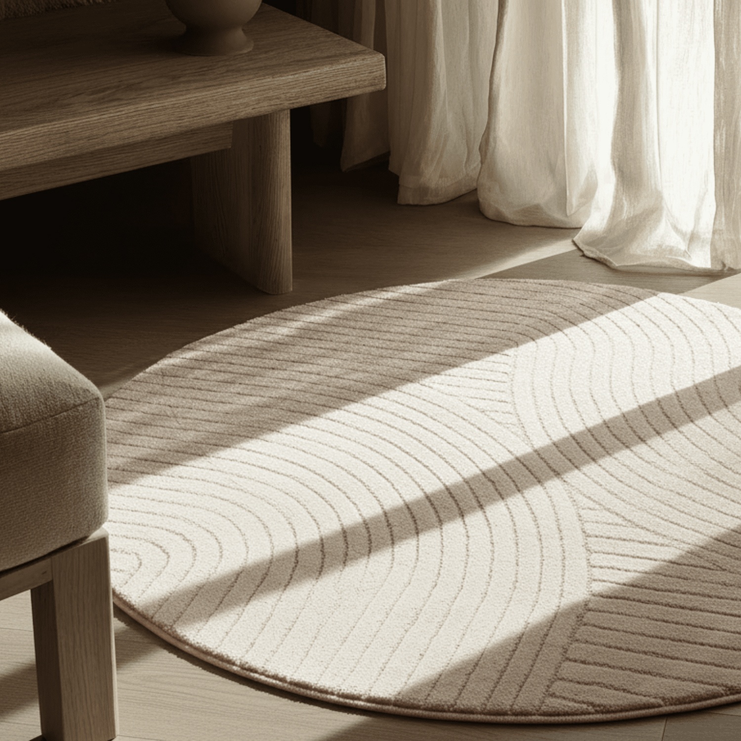 Alfombra redonda 'Devon' - Crema