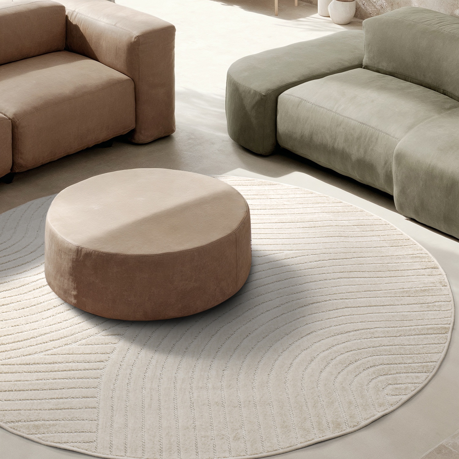 Alfombra redonda 'Devon' - Crema