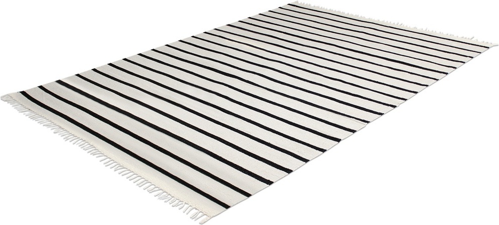 Alfombra de algodón 'Helle' - Blanco/Negro