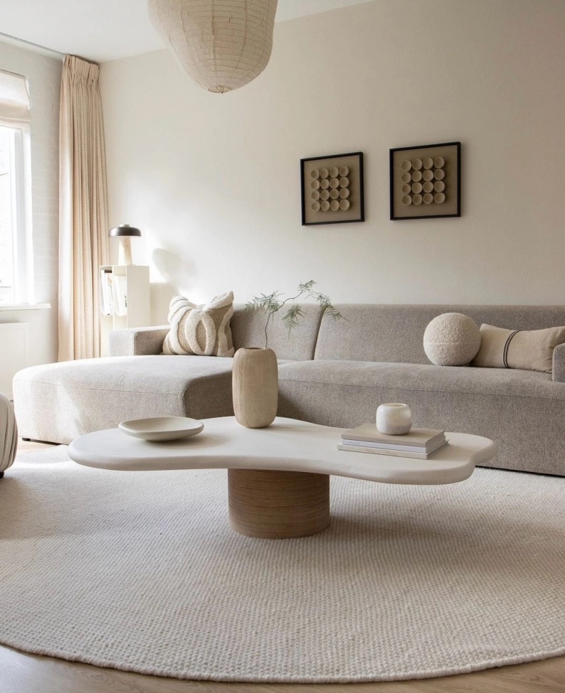 Alfombra redonda 'Coastal' - Crema