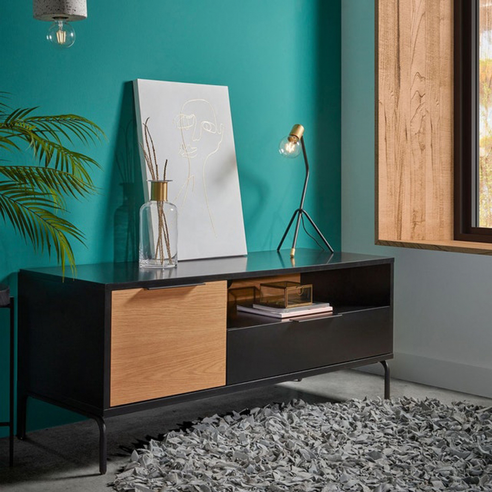 Mesa de TV 'Koln' - Roble/Negro