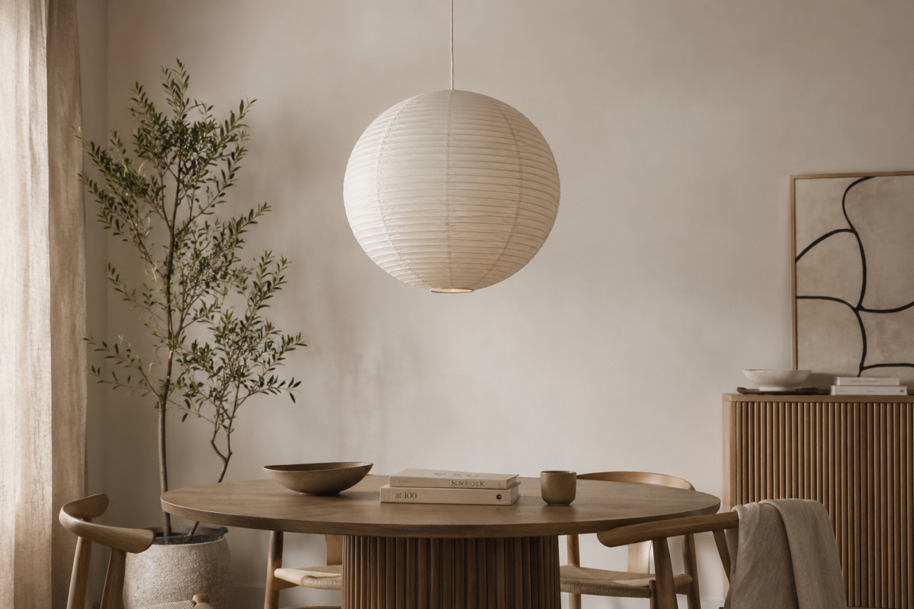 L&aacute;mpara de arroz 'Lycka' - Blanca 40cm