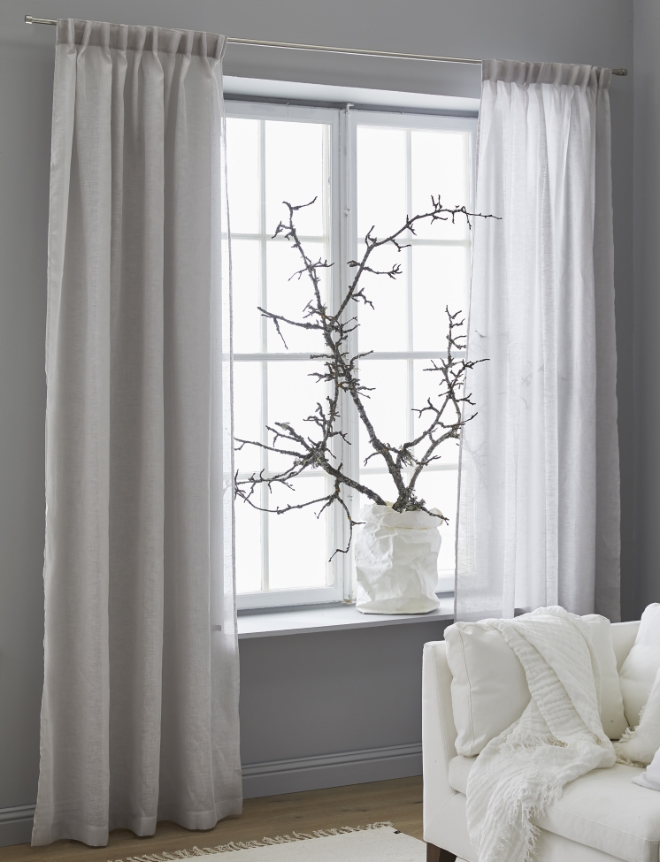 Cortina con cinta fruncida 'Dalsland' 145x250 - Gris