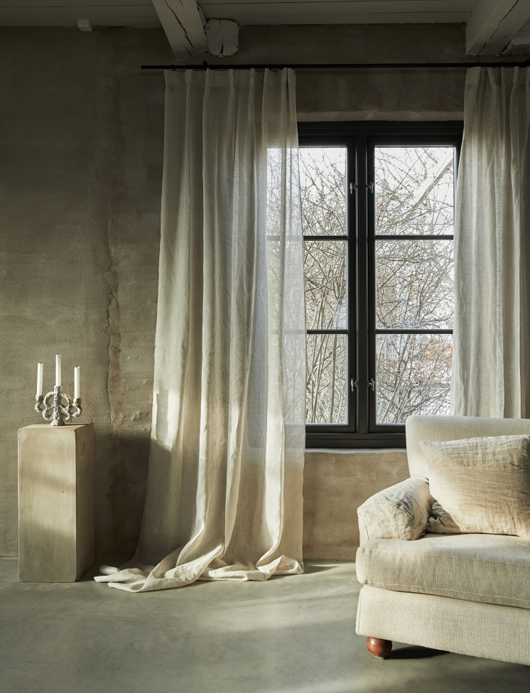 Cortina con cinta fruncida 'Dalsland' 145x250 - Beige