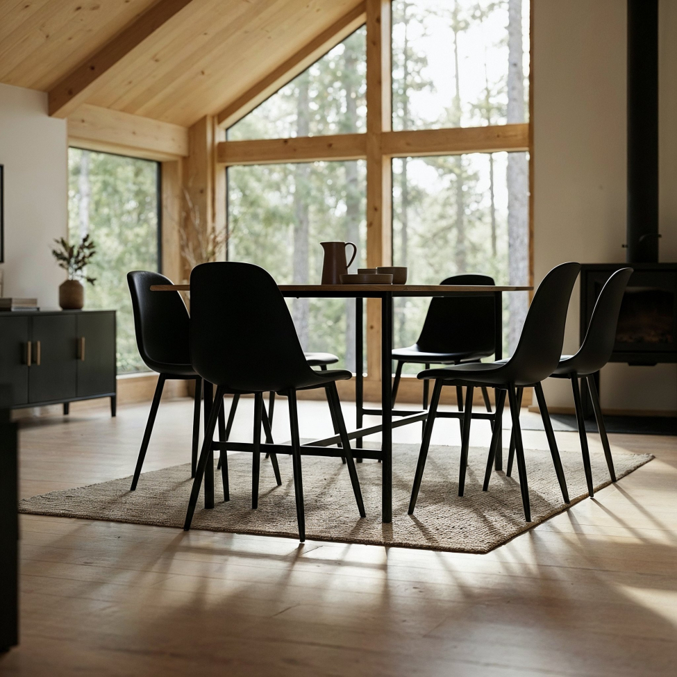 Mesa de comedor 'Line' - Roble/Negro 160x90cm