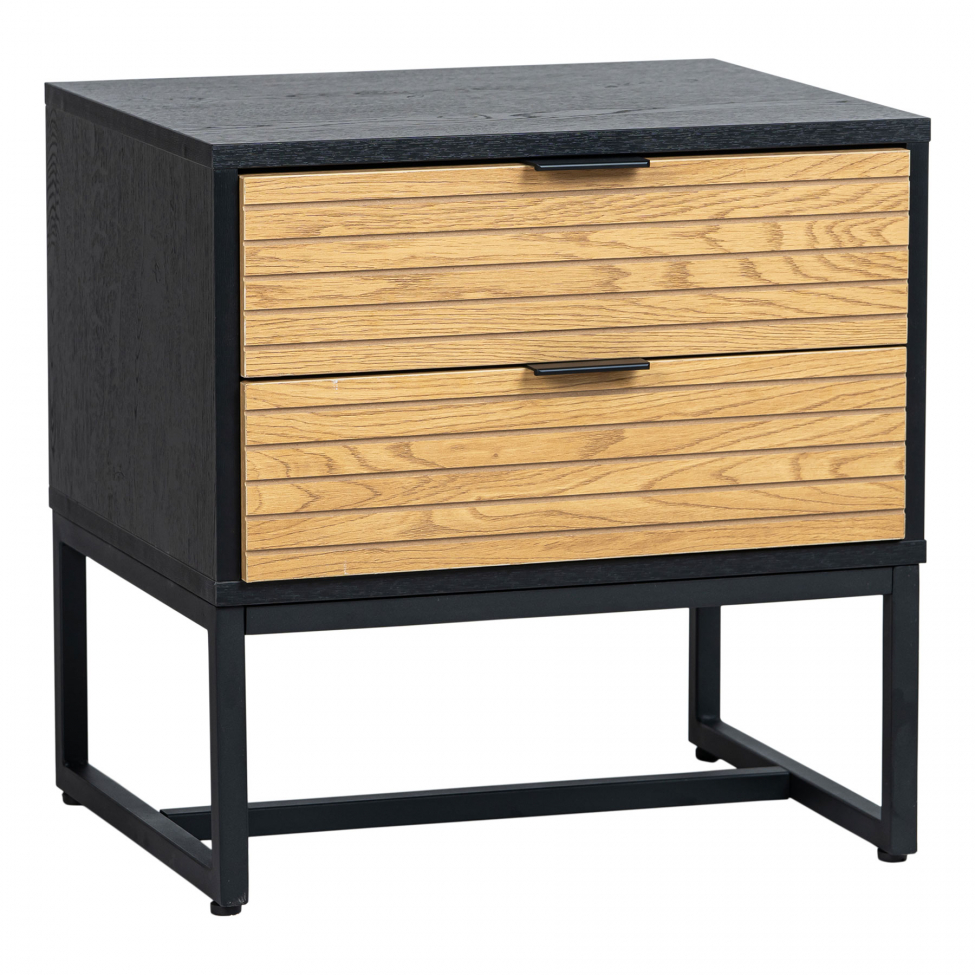 Mesita de noche 'Line' - Roble/Negro