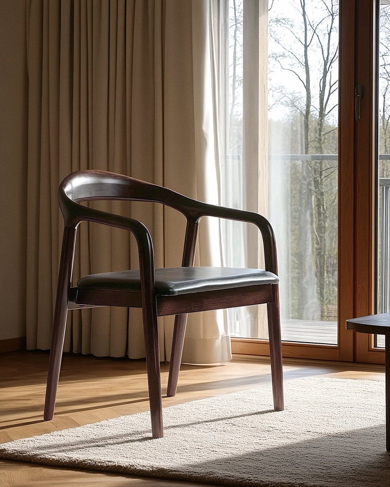 Silla con brazos 'Aspa' - Marrón oscuro