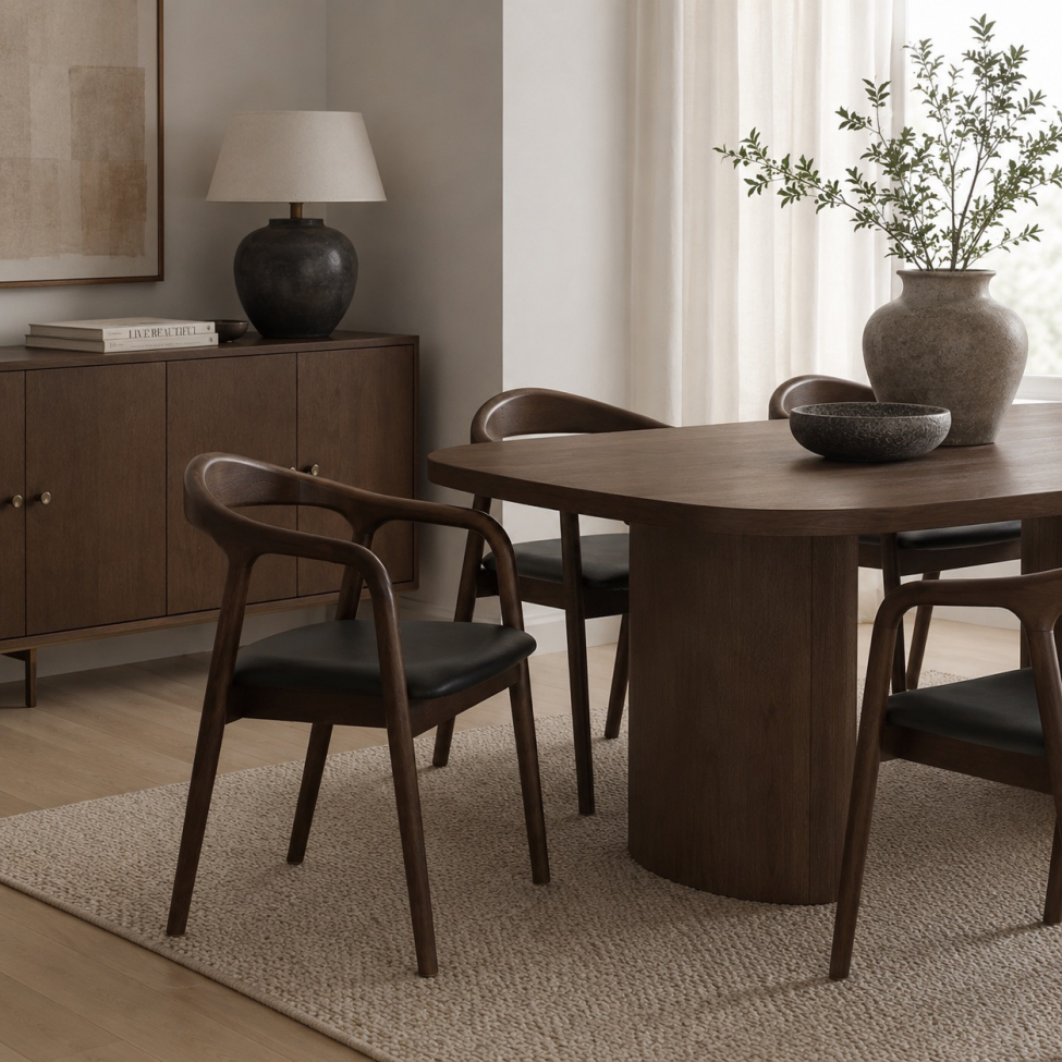 Silla con brazos 'Aspa' - Marrón oscuro