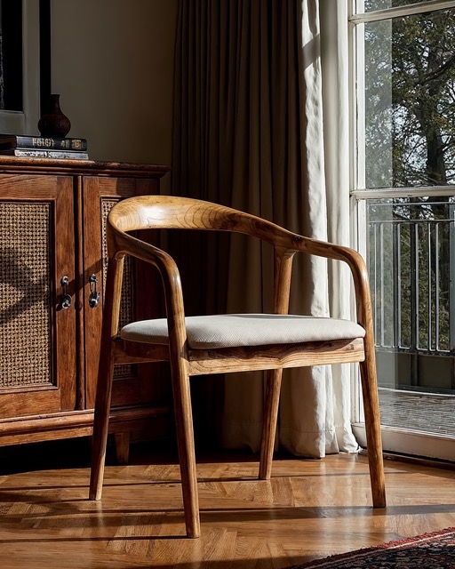 Silla con brazos 'Aspa' - Natural/beige