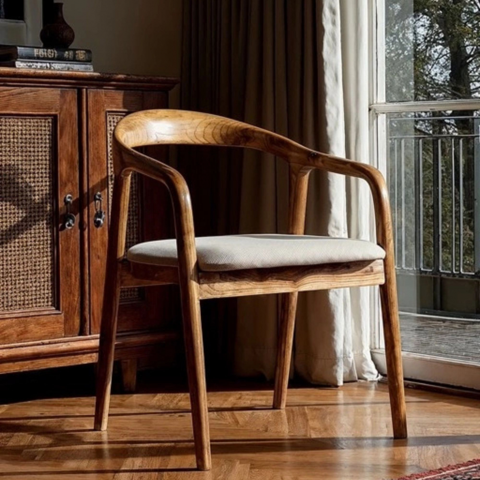 Silla con brazos 'Aspa' - Natural/beige