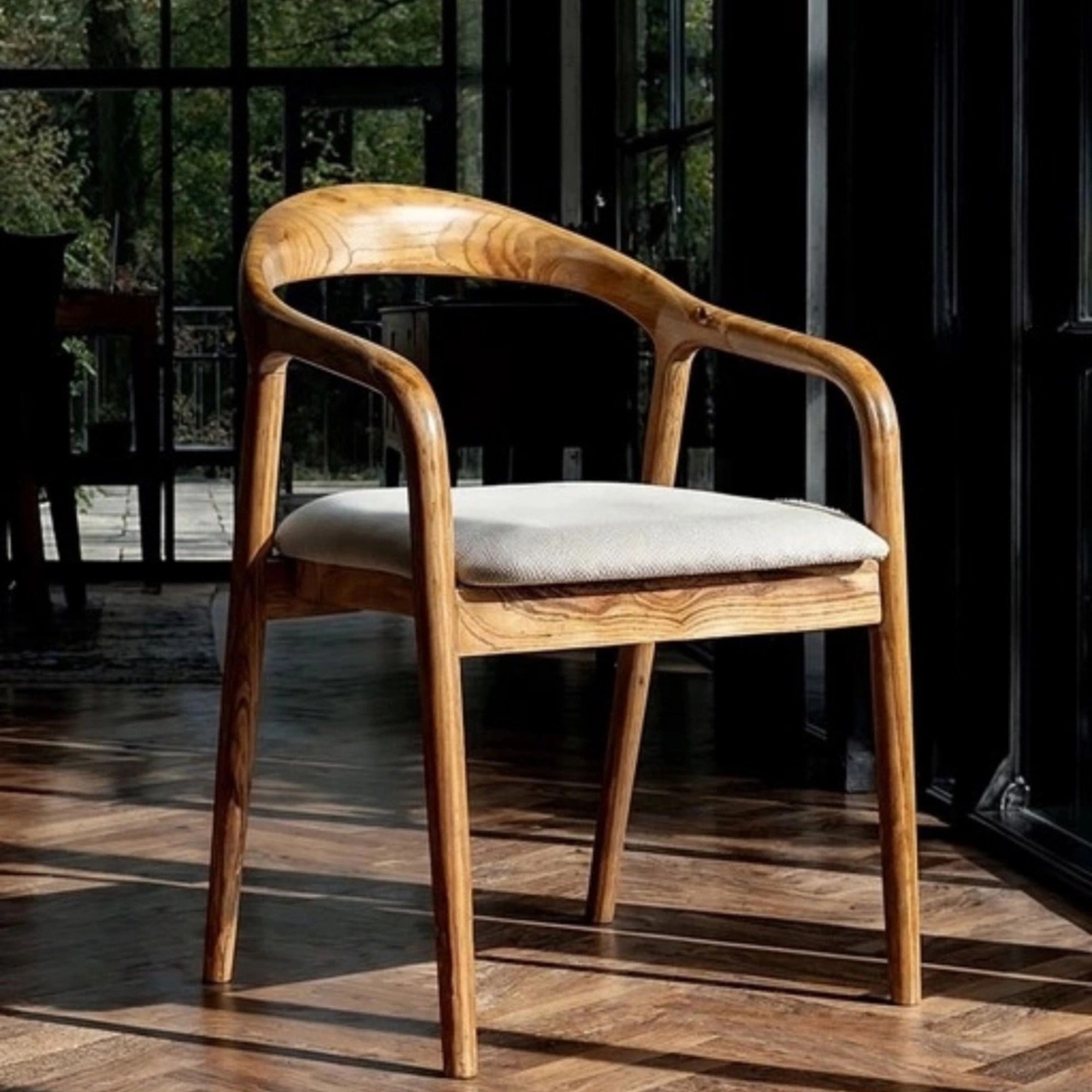 Silla con brazos 'Aspa' - Natural/beige