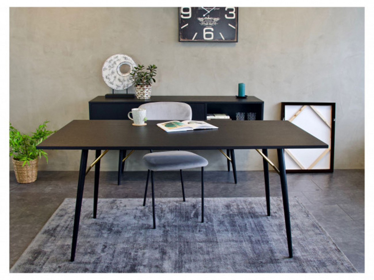 Mesa de comedor 'Lux' 160x90cm - Negro/Mesón