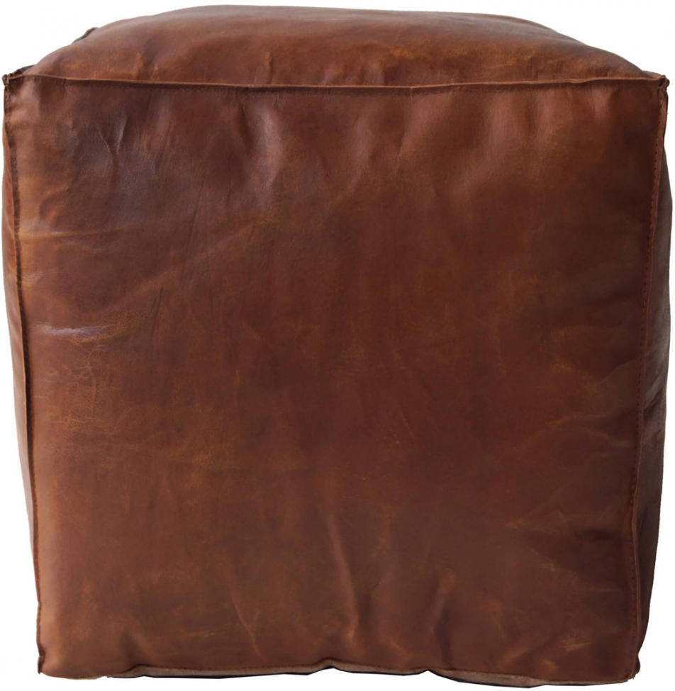 Puf de cuero 'Olivia' Cubo - Marrón