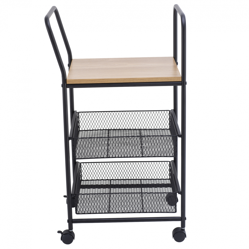 Carro de cocina/Carro de bebidas 'Grums' - Negro/Madera