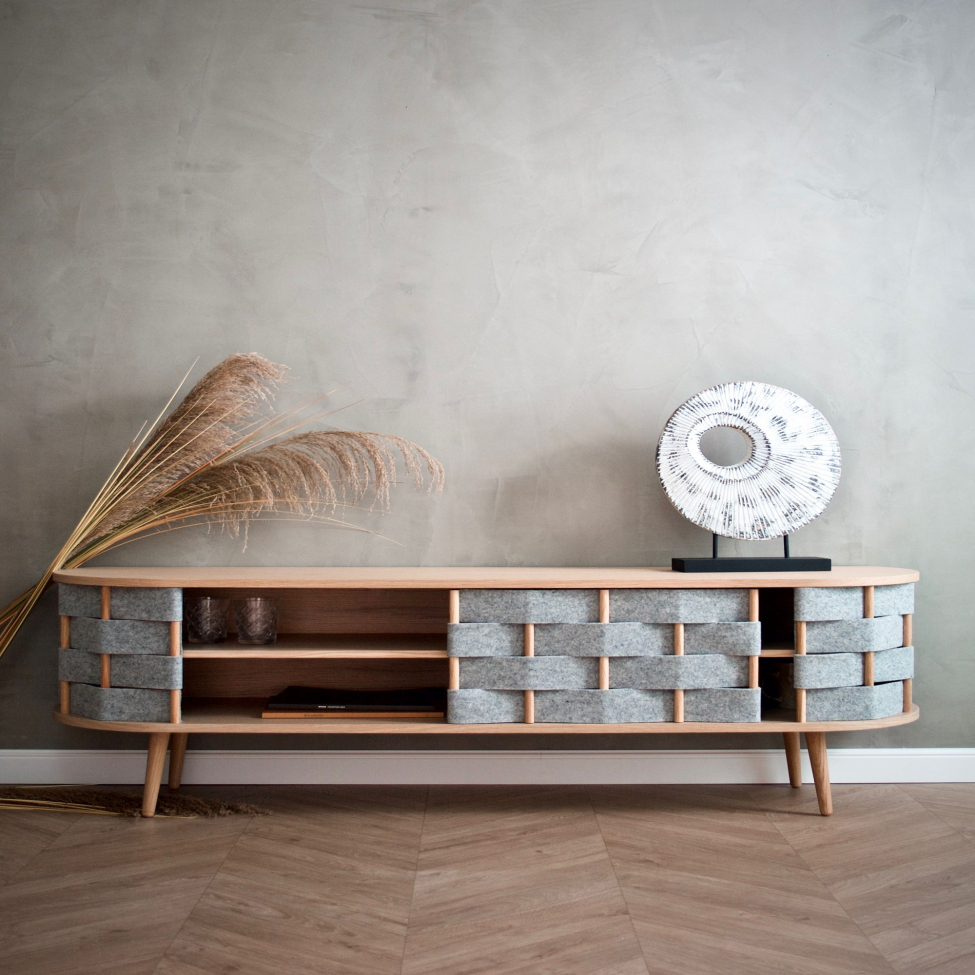 Mueble de TV 'Felt' 160cm - Natural/Gris