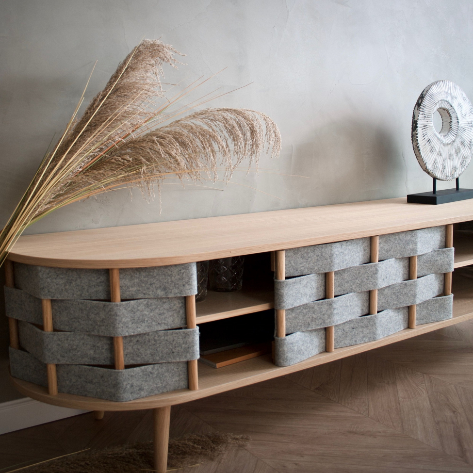 Mueble de TV 'Felt' 160cm - Natural/Gris