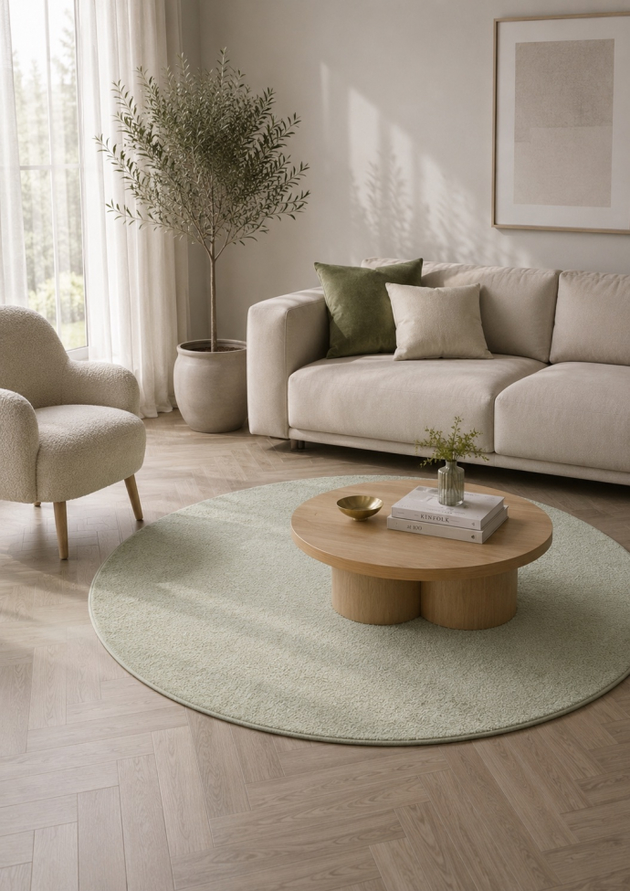 Alfombra 'Ängelholm' Redonda 200cm - Verde