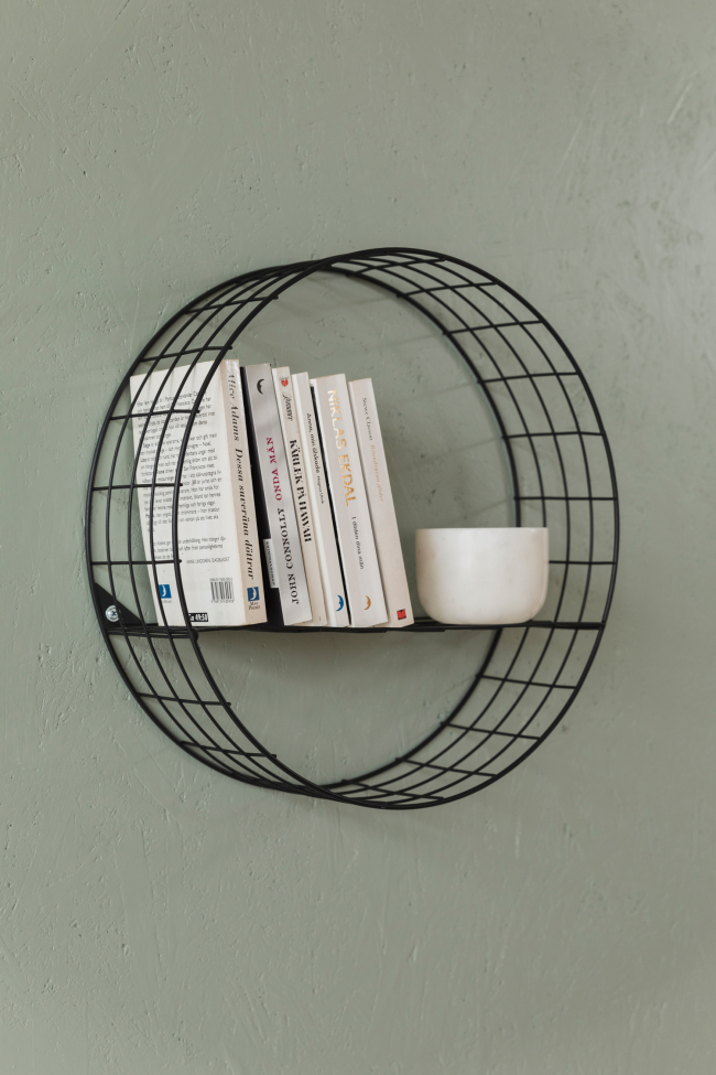 Estante de pared 'Circle' - Negro/Metal
