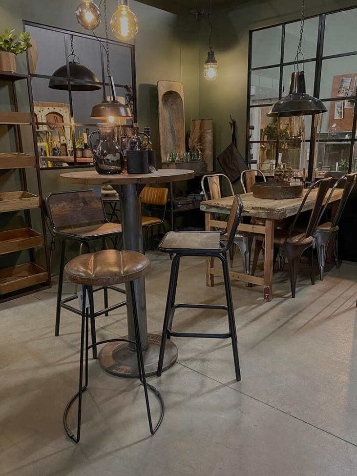 Taburete 'Helmer' - Cuero oscuro