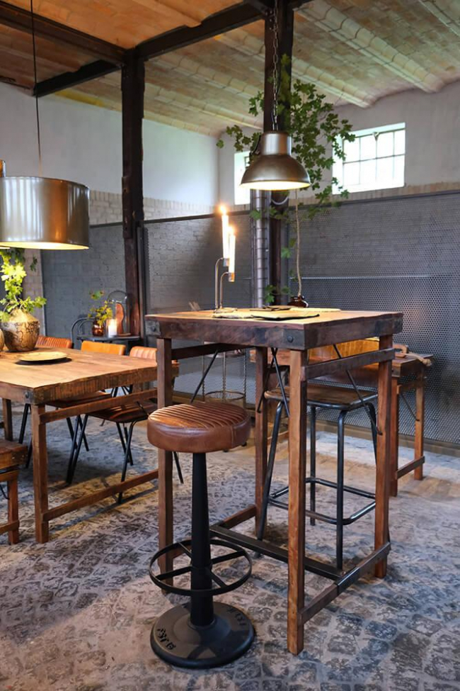 Taburete 'Helmer' - Cuero oscuro