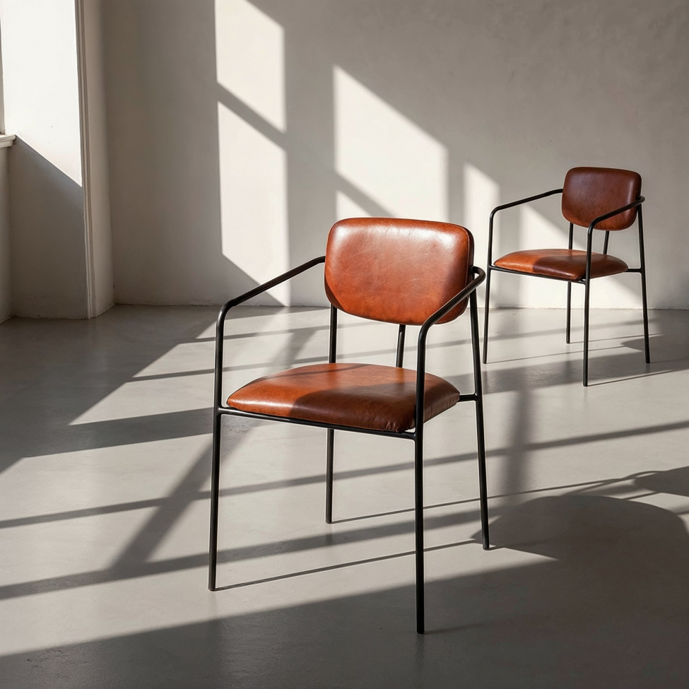 Silla con brazos 'Ebba' - Marrón