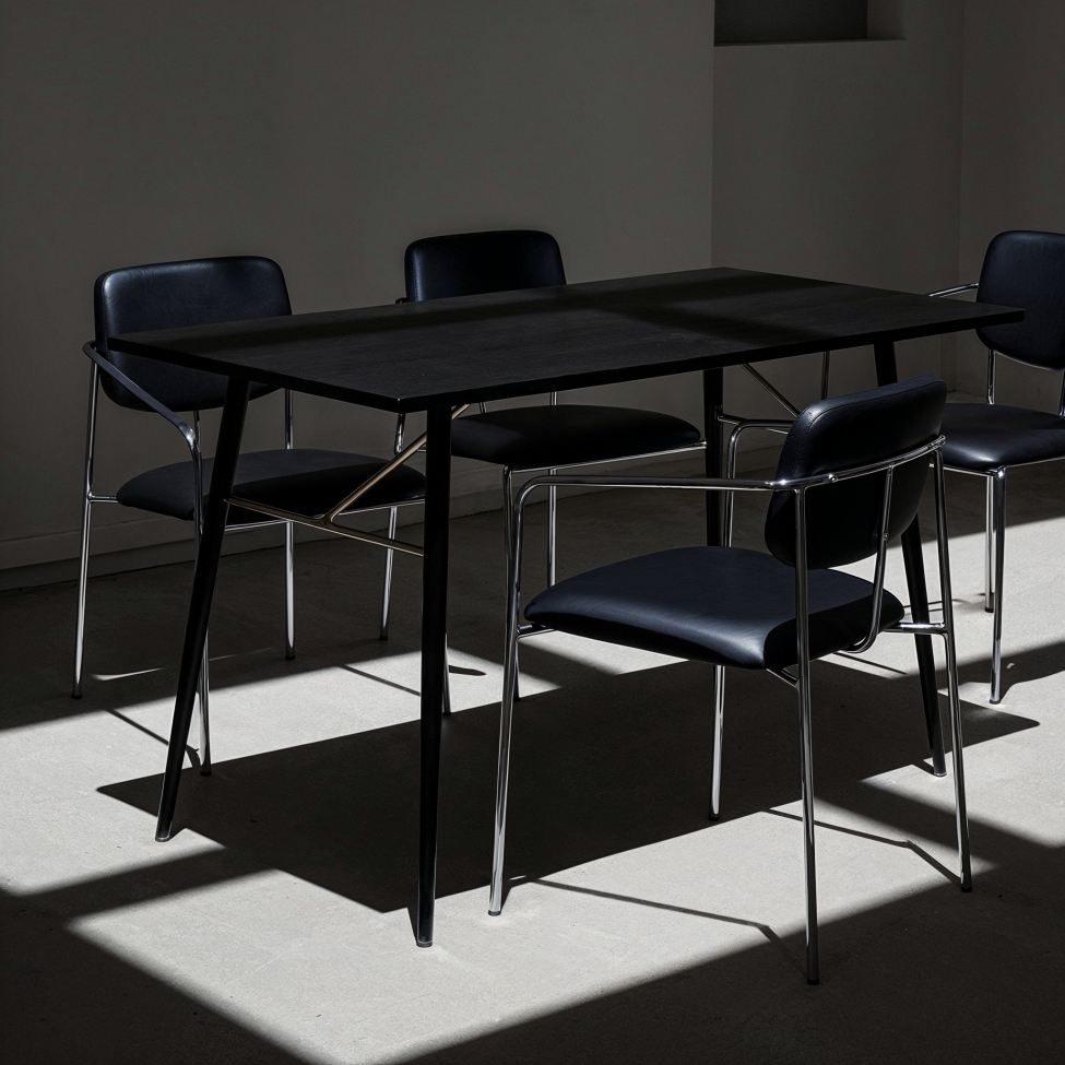 Silla con brazos 'Ebba' - Negro/Plata