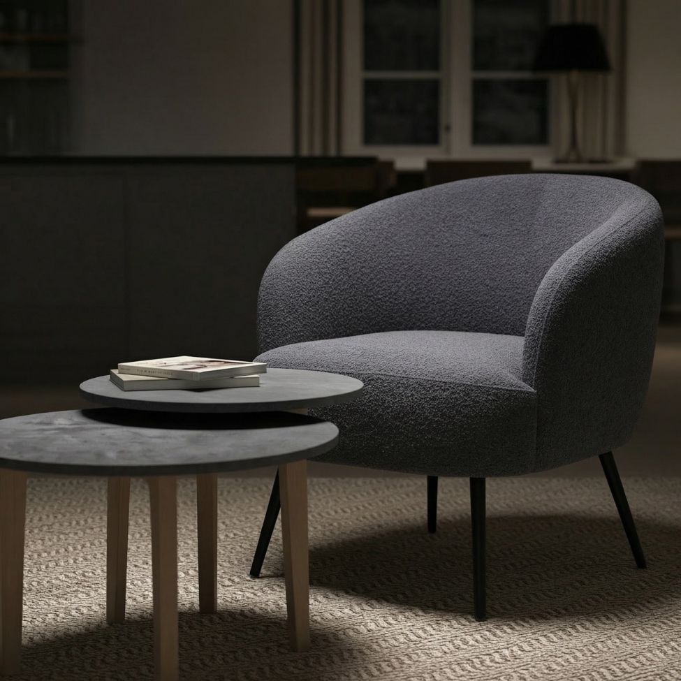Sill&oacute;n 'Capri' - Gris oscuro/Boucl&eacute;