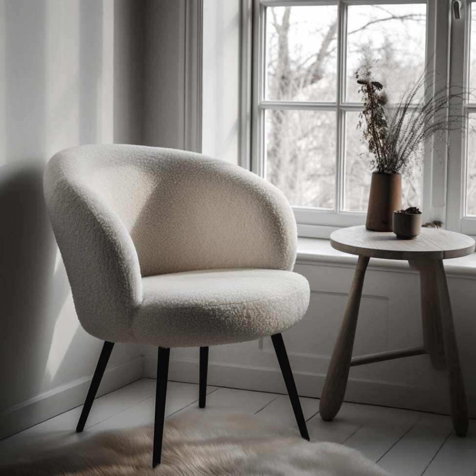 Sillón 'Capri' - Blanco/Bouclé