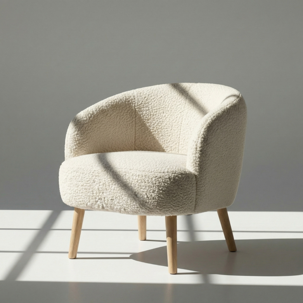 Sillón 'Capri' con patas de madera - Blanco