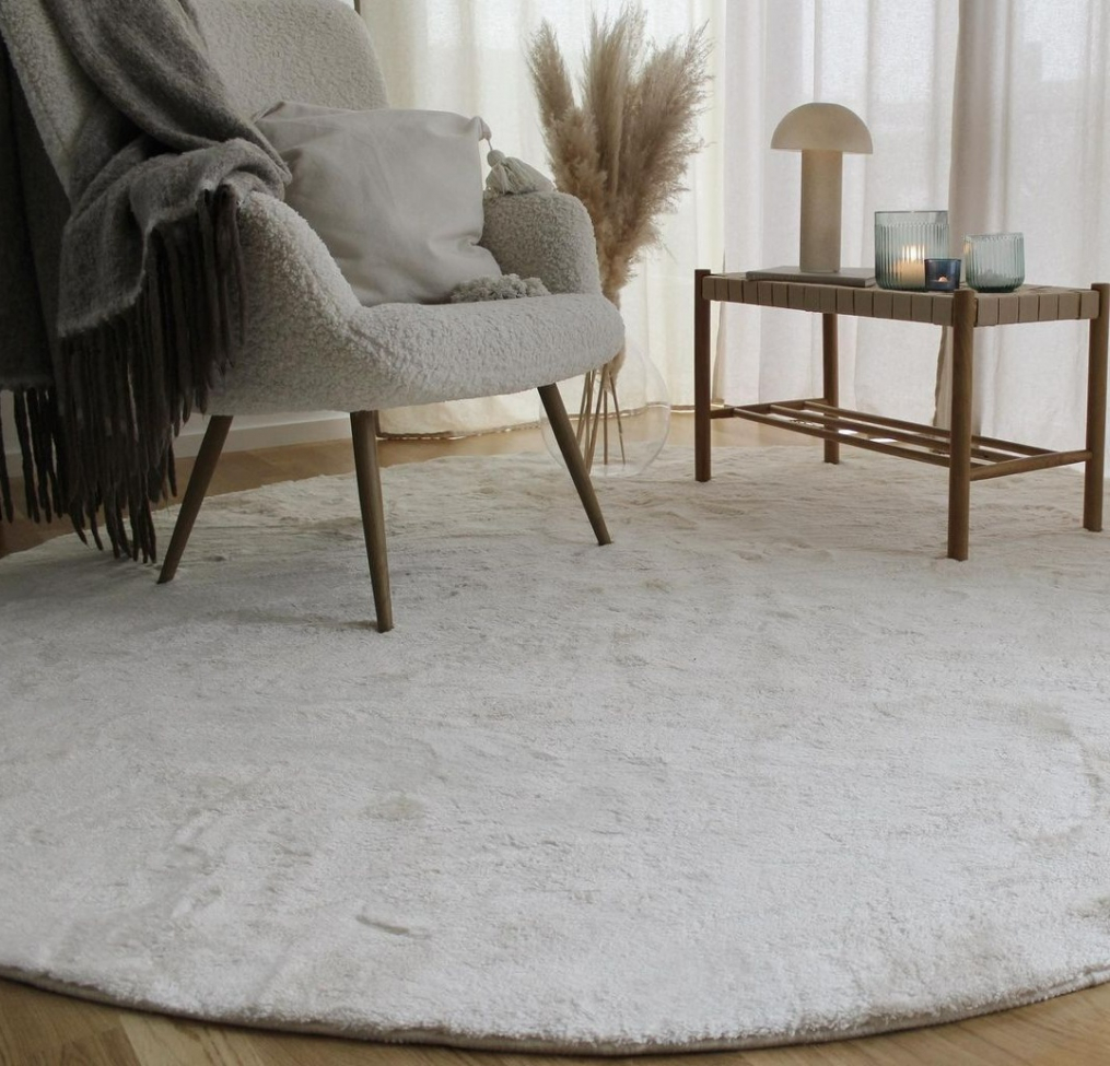 Alfombra redonda 'Aranga Super Soft' 80cm - Blanco