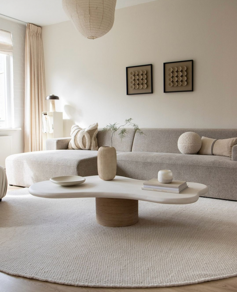 Alfombra redonda 'Coastal' 120cm - Crema