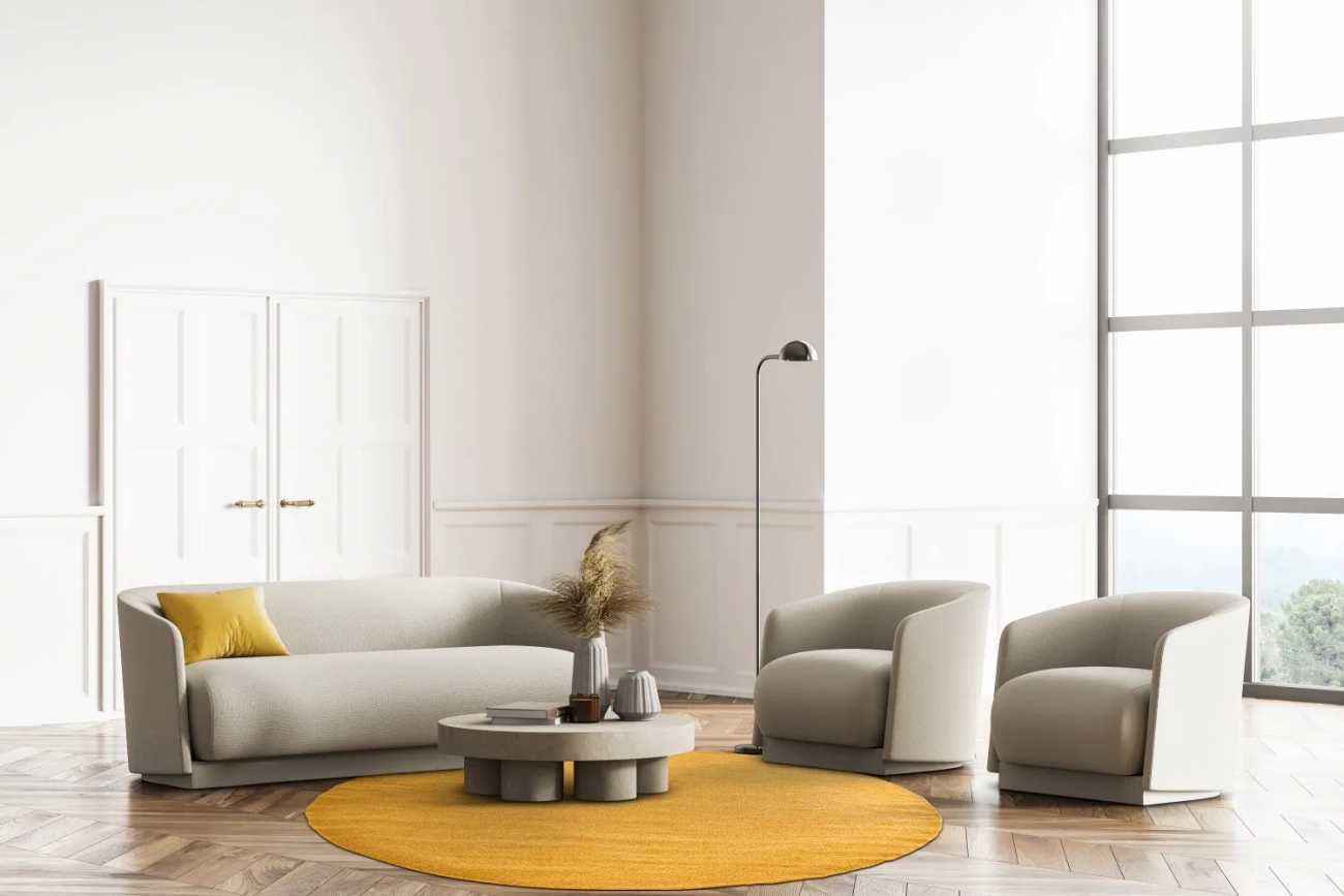 Alfombra redonda 'Hamilton' 200cm - Azafrán