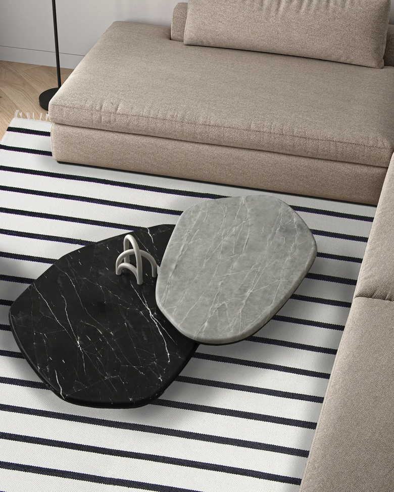 Alfombra de algodón 'Helle' 200x290cm - Blanco/Negro