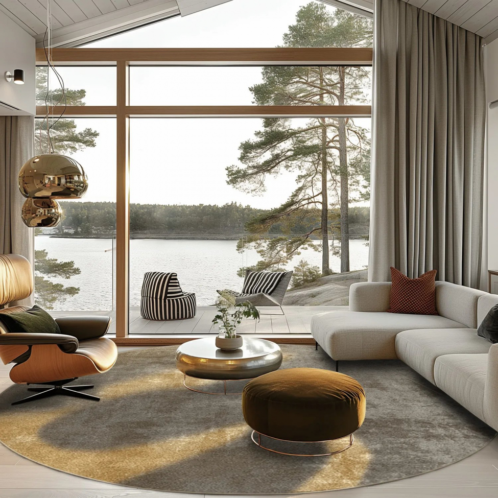 Alfombra redonda 'Lynton' 240cm - Marrón