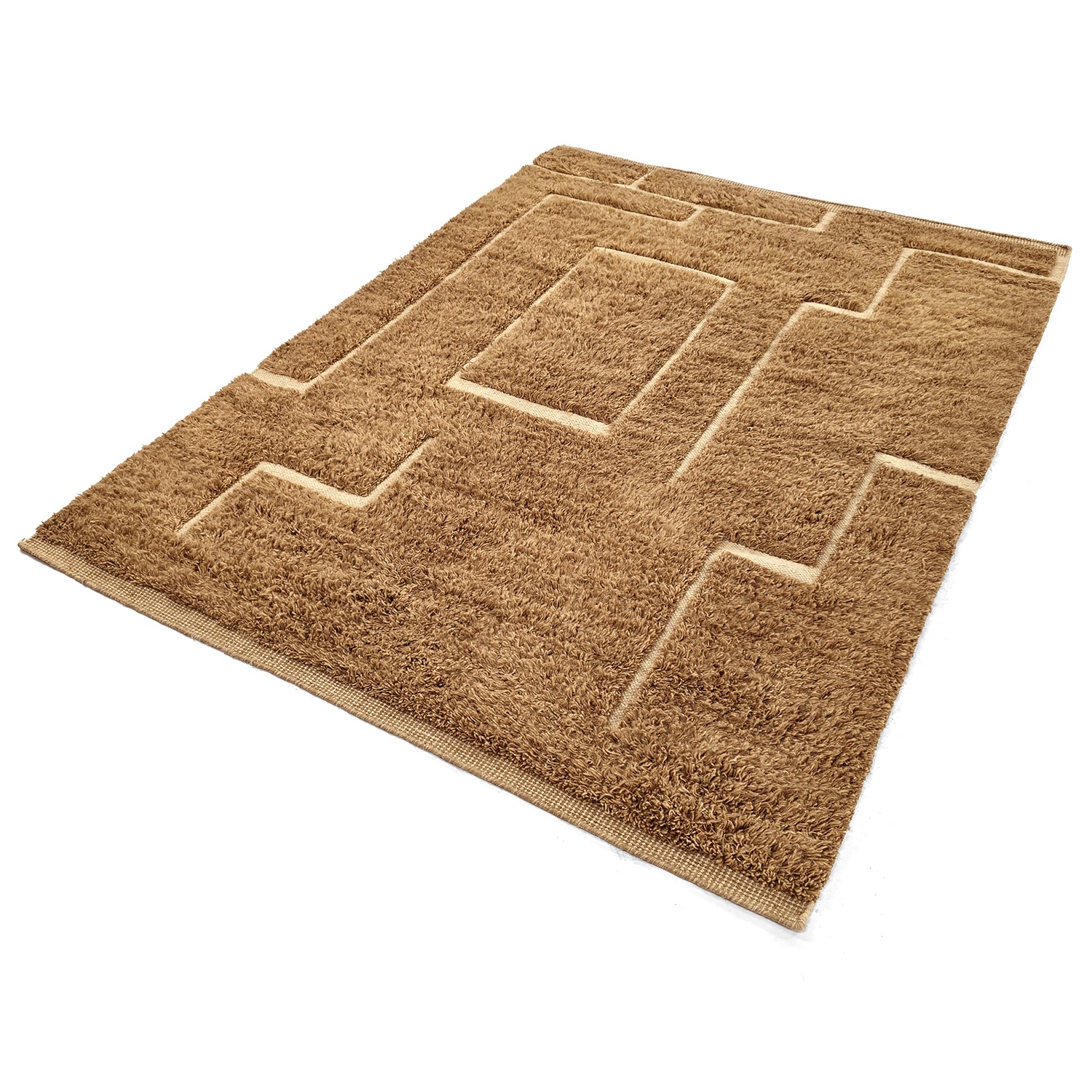 Alfombra Tipo Rya 'Lana tejida a mano Kiberg' - Beige