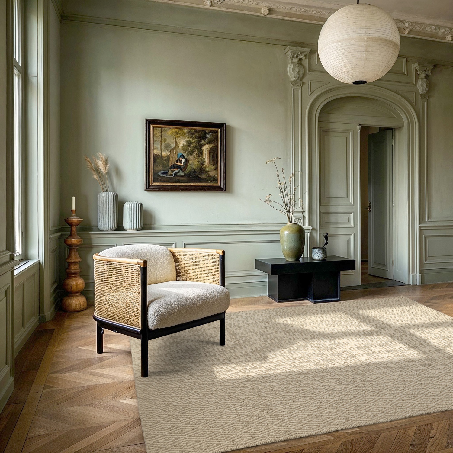 Alfombra de lana 'Monastir' - Beige/blanco