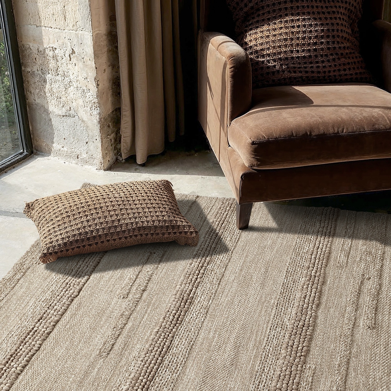 Alfombra de lana 'Almaty' - Beige