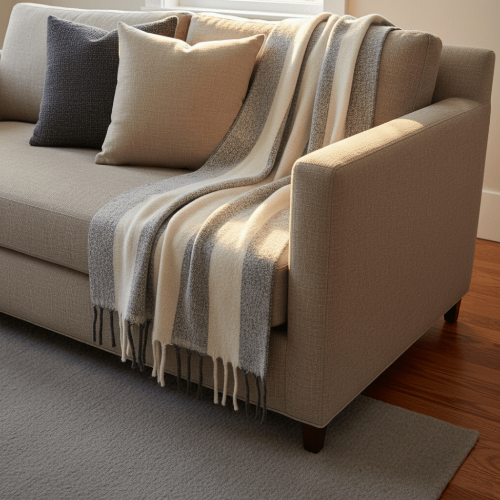 Plaid 'Beatriz Stripe' 130x170cm - Negro/blanco