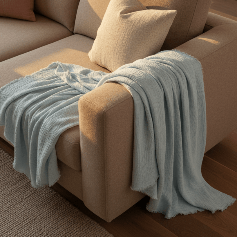 Manta de muselina 'Dorena' 130x170cm - Azul