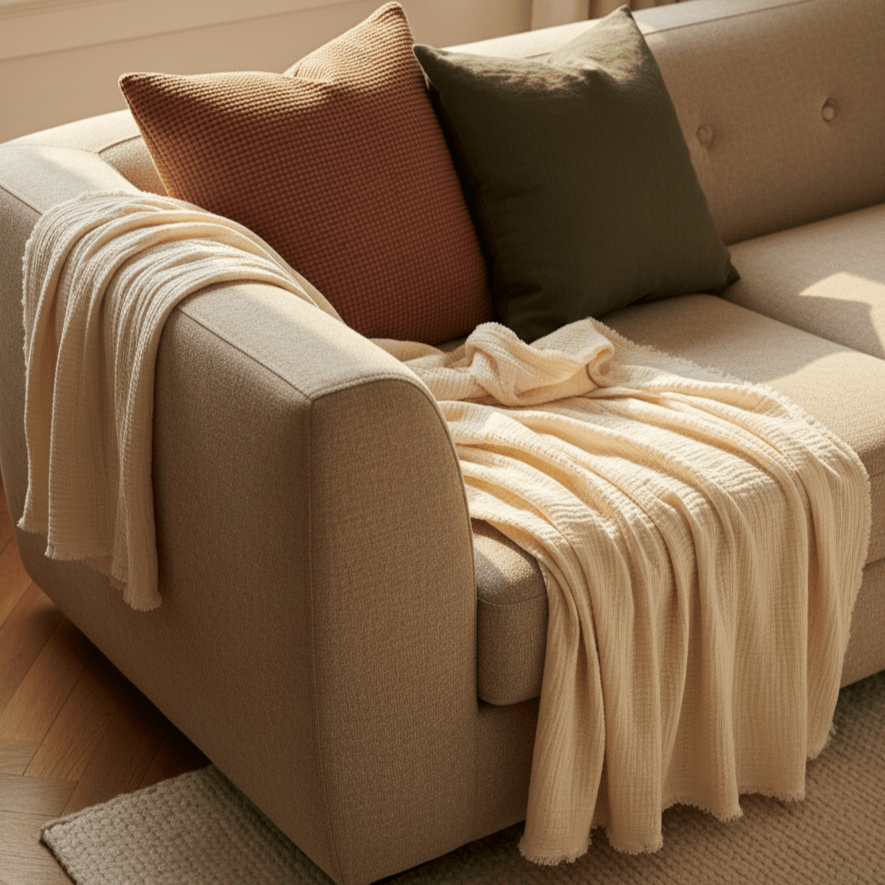 Manta de muselina 'Dorena' 130x170cm - Blanco