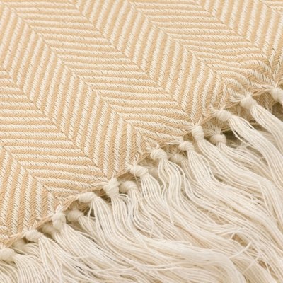 Manta de algodón 'Denisa Fishbone' 130x170cm - Beige/blanco