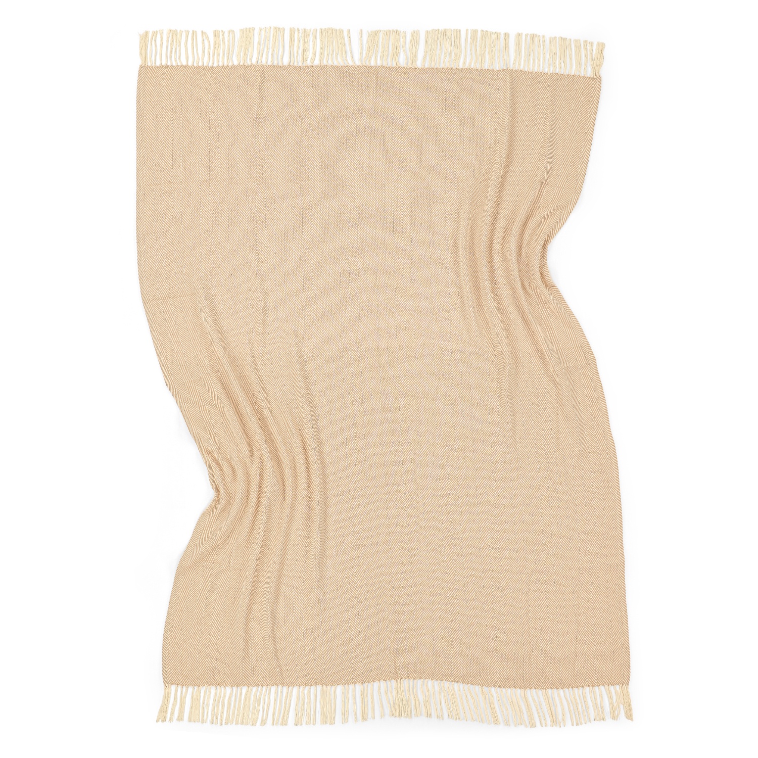 Manta de algodón 'Denisa Fishbone' 130x170cm - Beige/blanco